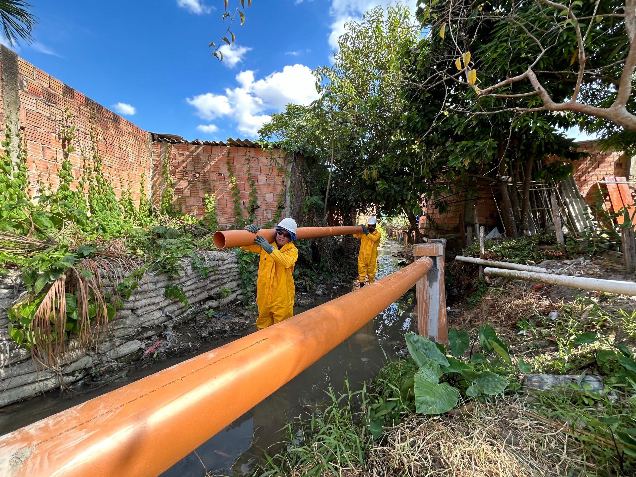 Área de igarapé do Campo Dourado recebe infraestrutura de esgotamento. Foto: Divulgação/Águas de Manaus